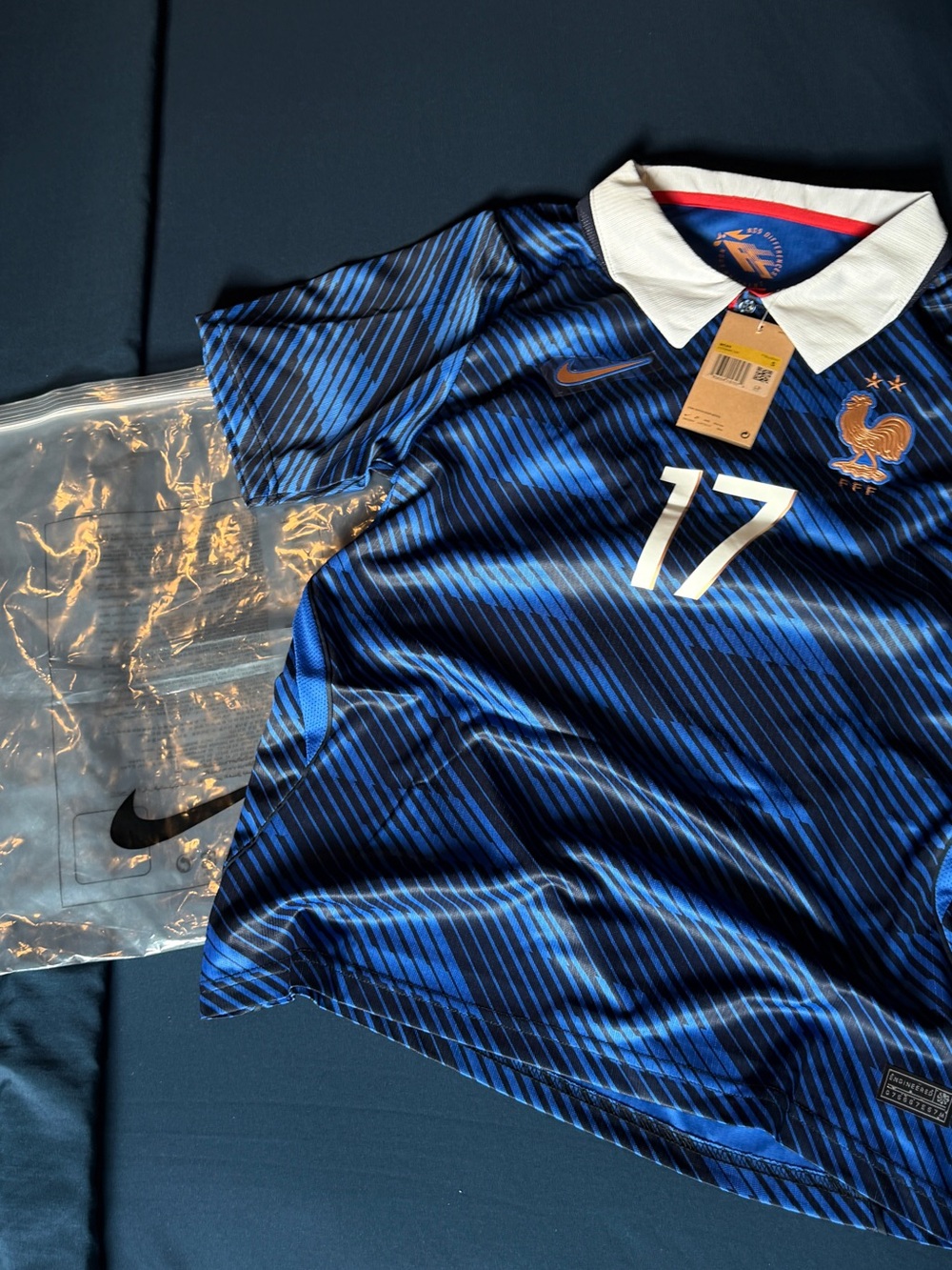 Nike Men’s Blue France National Team Soccer Jersey with Number 17 Saliba